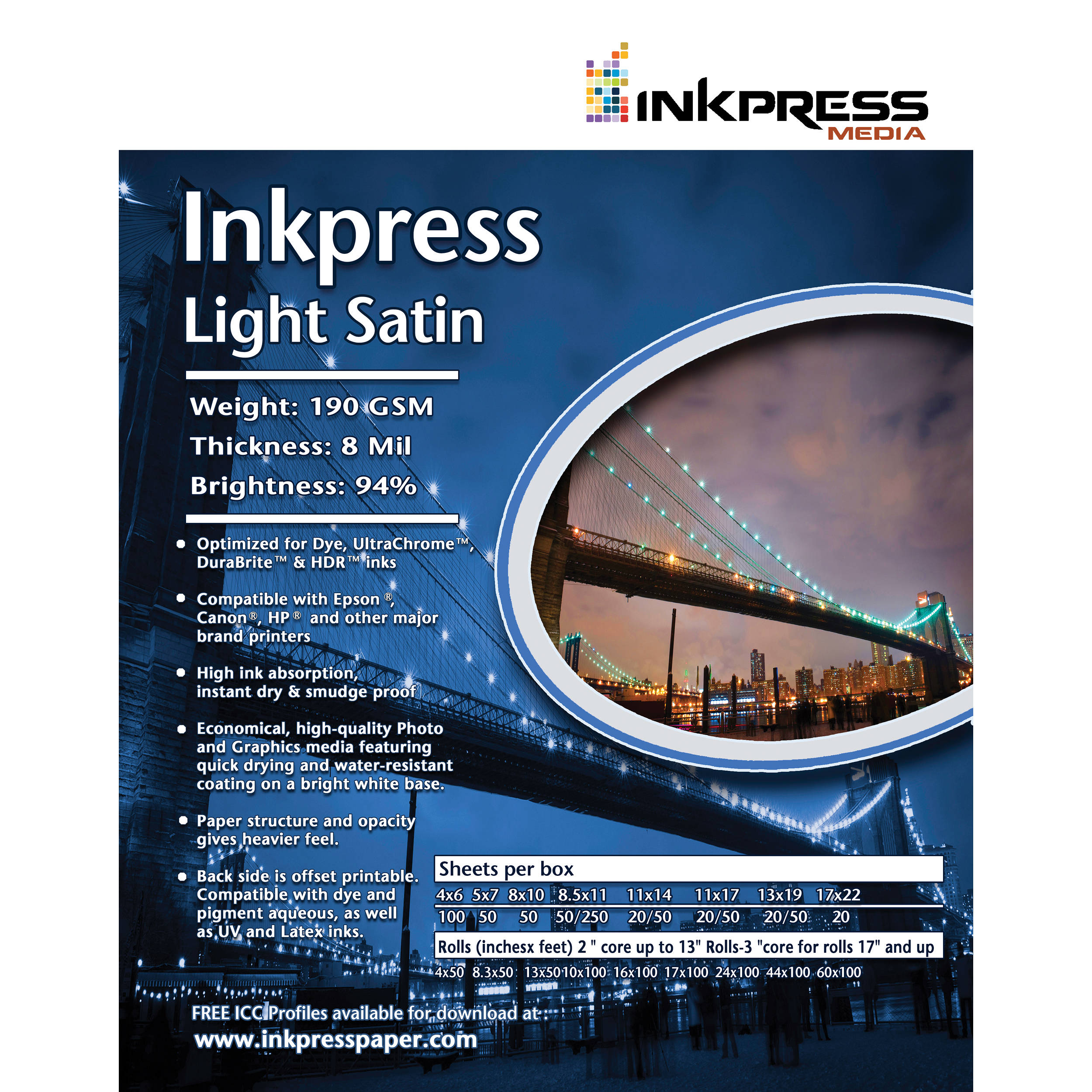 Inkpress Media Light Satin (60.0" Roll) ILS60100 B&amp;H Photo Video