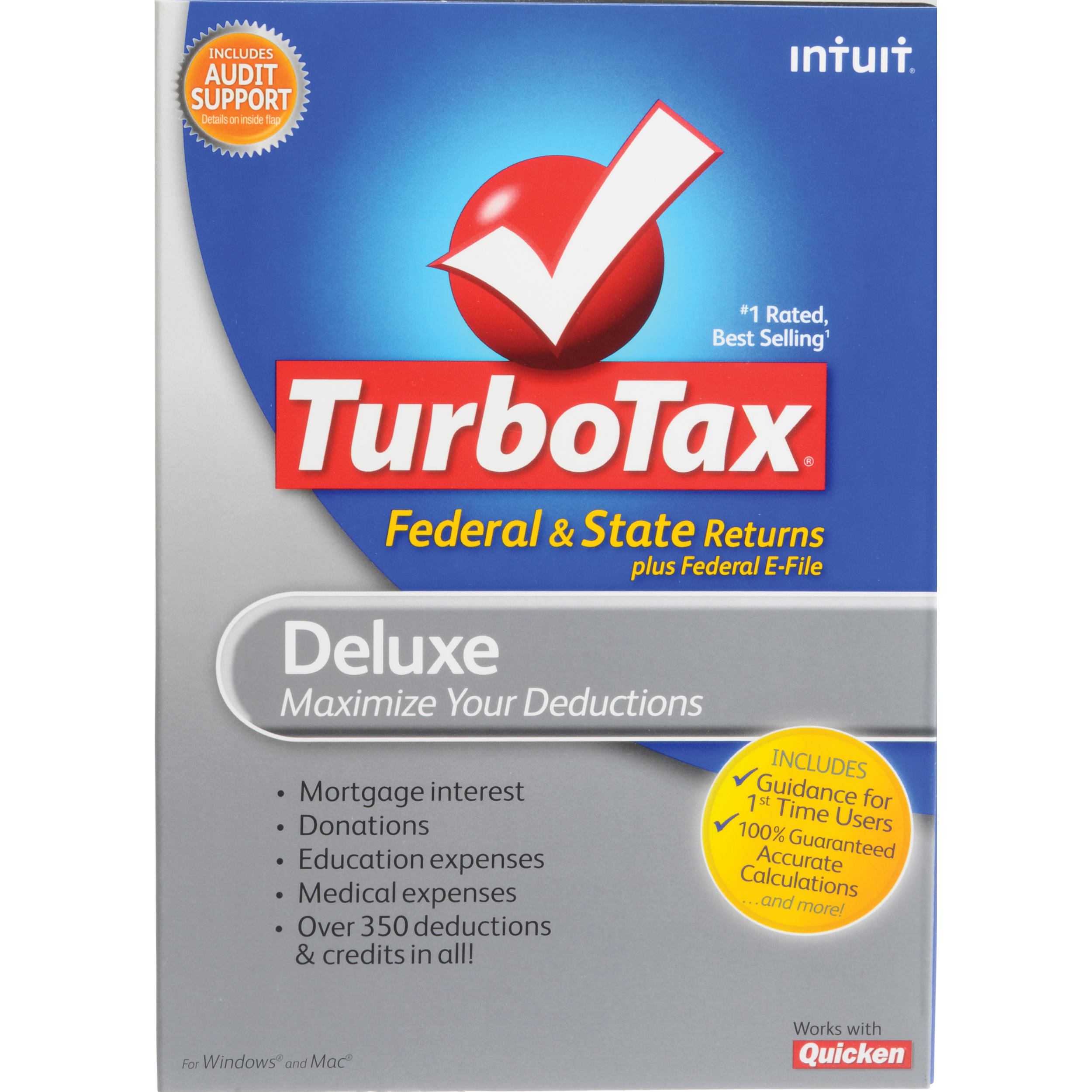 Intuit Turbotax Deluxe Software Federal State 414644 B H Photo