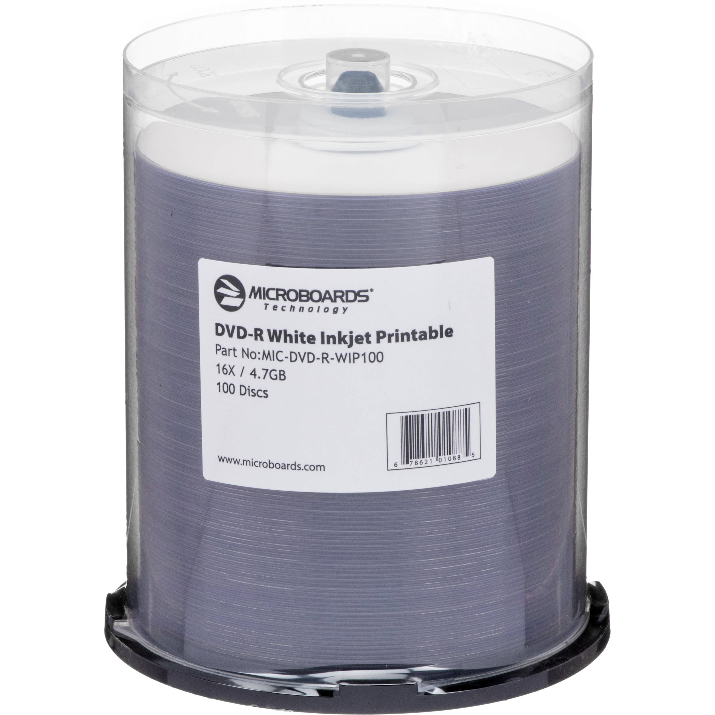 Microboards White Inkjet DVD R 16x 100 Pk MIC DVD R WIP100 B H
