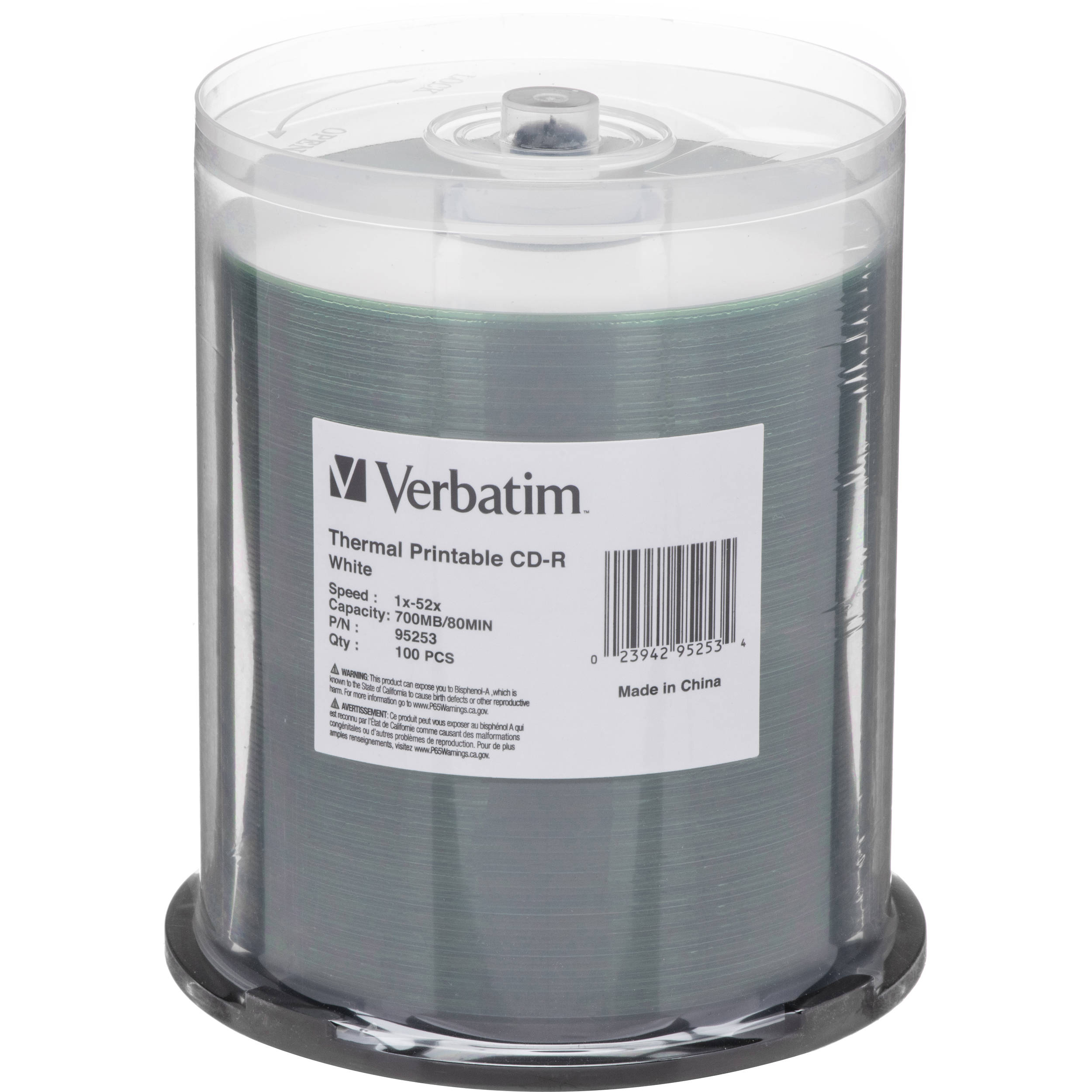 Verbatim CD R Thermal Printable Disc 100 95253 B H Photo Video