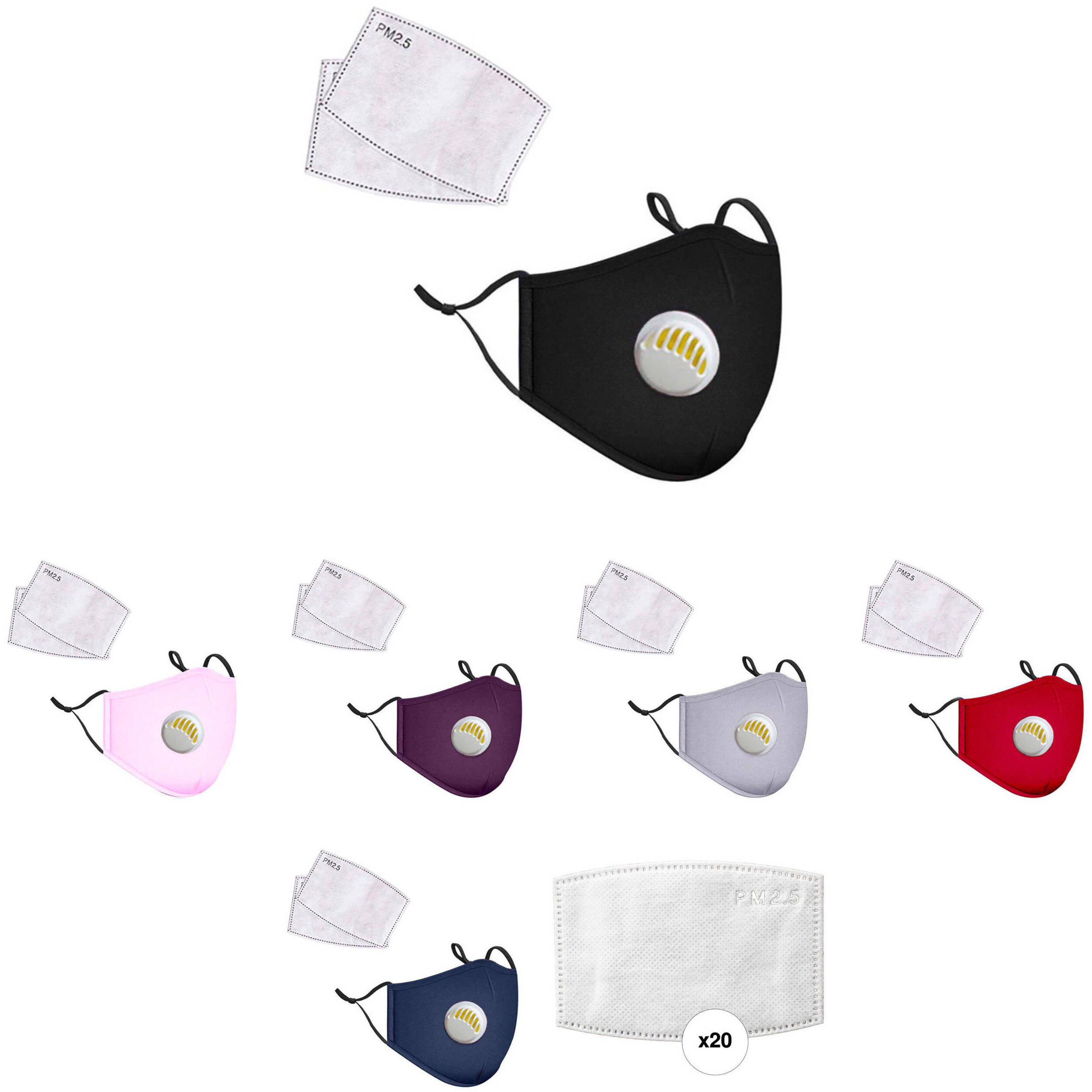 LANDOU Reusable Fabric Face Mask Kit with PM2.5 Filters