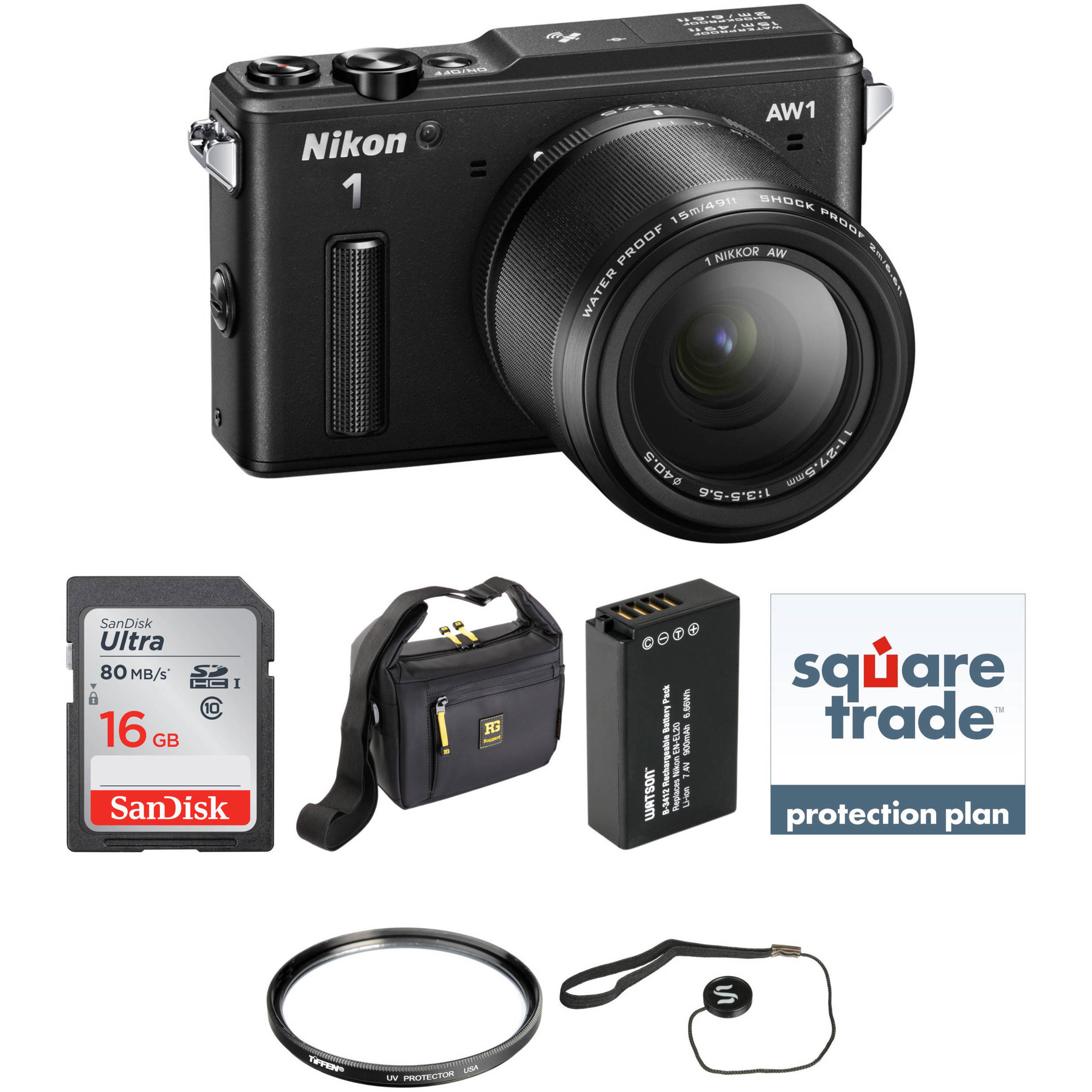 Nikon 1 AW1 Mirrorless Digital Camera Deluxe Accessory Kit with