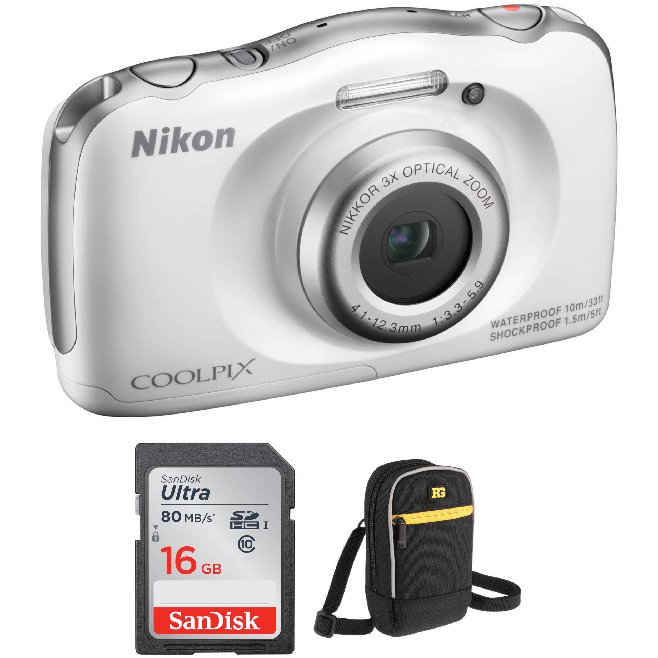 Nikon COOLPIX S33 Digital Camera Basic Kit (White, Refurbished)