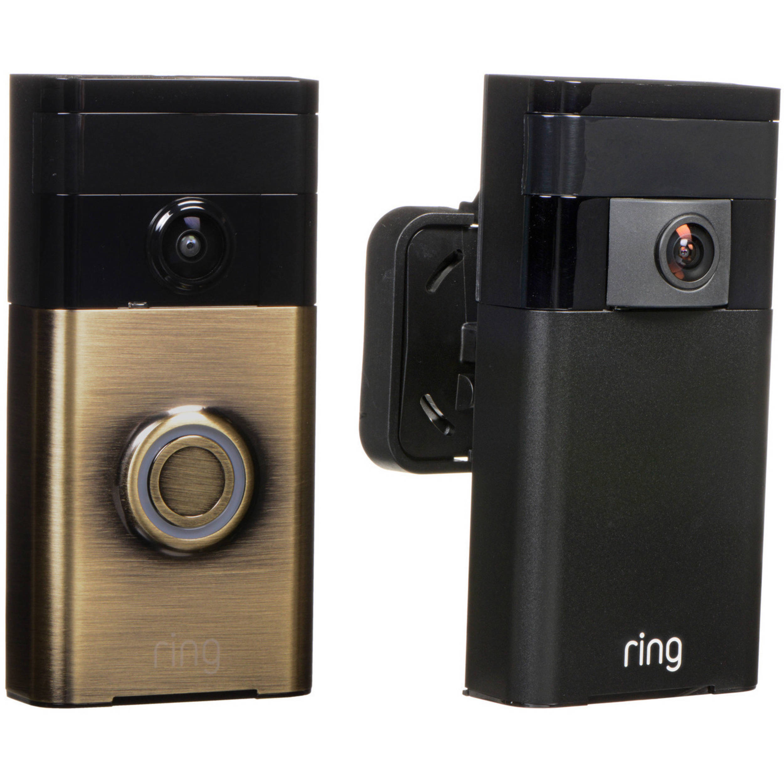 Ring Video Doorbell With Stick Up Camera Kit Antique Brass 