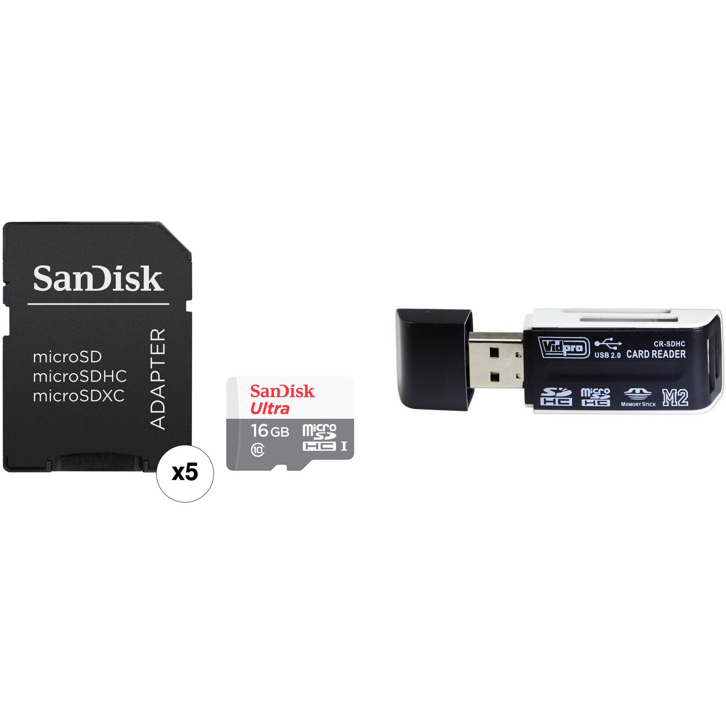 SanDisk 16GB Ultra UHS-I microSDHC Memory Card with SD Adapter