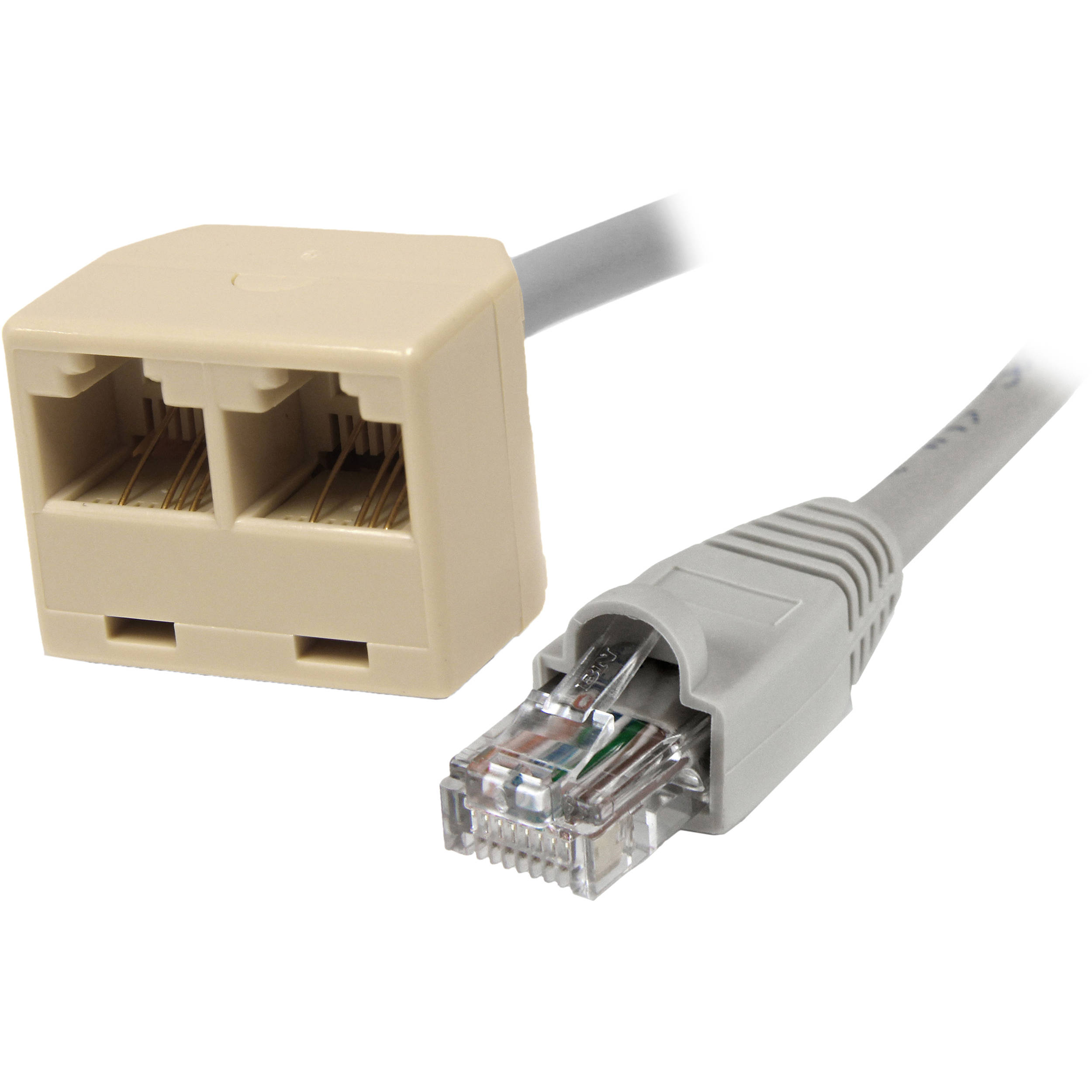 2-Line Phone Splitter Adapter - White RJ11 Keystone Jack For Home