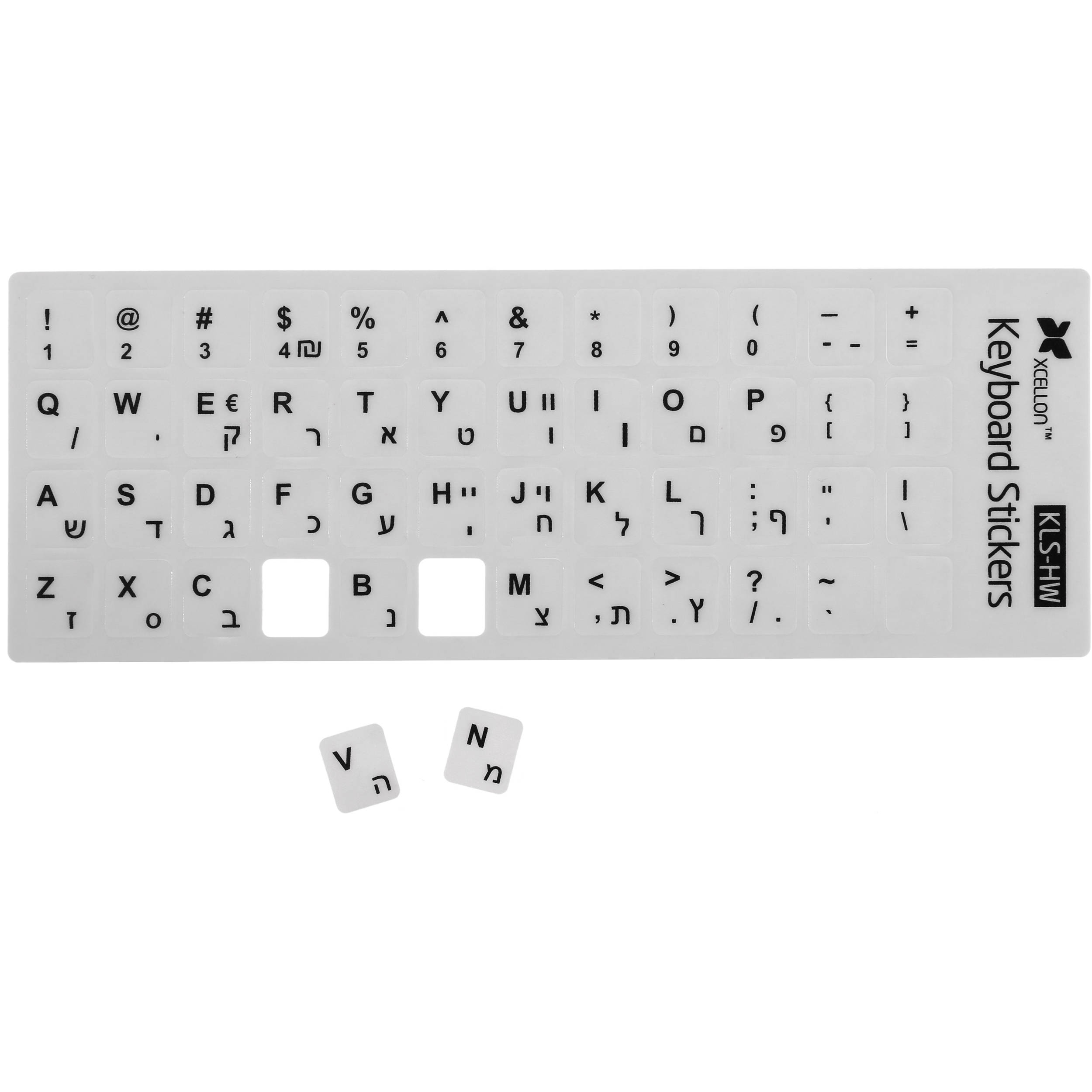 Xcellon Hebrew Keyboard Stickers White KLS HW B H Photo Video