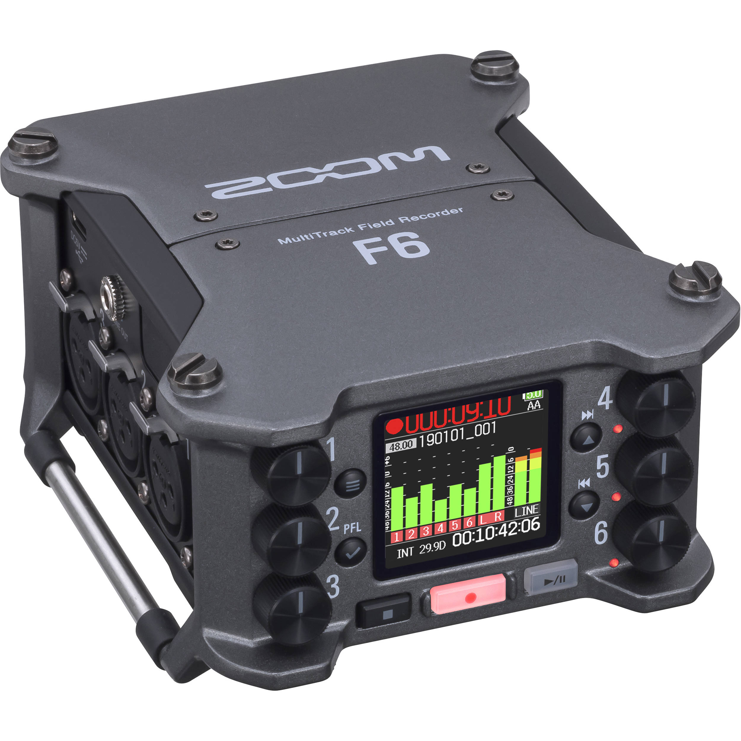 Zoom H6 All Black 6-Track Portable Recorder, Stereo Microphones, 4 XLR/TRS  Inputs, Records to SD Card, USB Audio Interface, Battery Powered