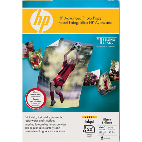 HP Advanced Photo Paper (Glossy) 4 x 6" 20 Sheets Q6639A B&H