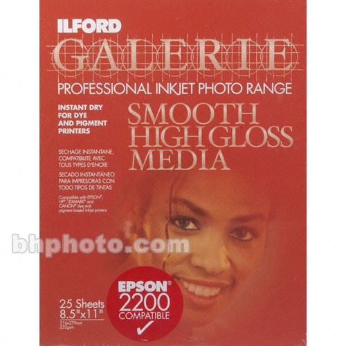 Ilford Galerie Smooth High Gloss Paper 8.5x11" 25 1127427