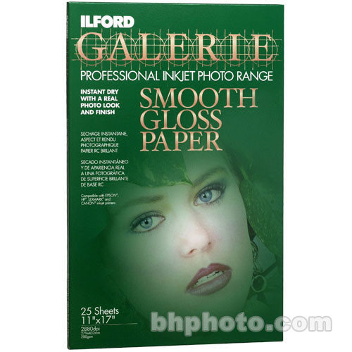 Ilford Galerie Smooth Gloss Paper - 11x17" - 25 1980165 B&amp;H