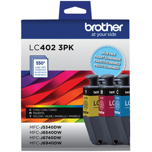 Genuine Brother LC402 Ink Cartridge 4-Pack – Black, Cyan, Magenta, Yellow For MFC-J5340DW/J6540DW/J6740DW