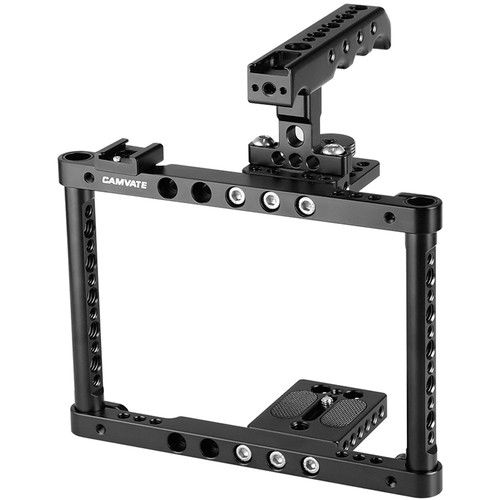 Lowerable Camera Frame CAMVATE Adjustable Camera Cage with Top Handle for DSLR & C2183