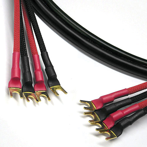 4 Conductor Speaker Cable Canare 4S11 Star Quad 11 AWG Speaker Cable - 10 Ft Pair, Bi-Wire With Banana Plugs Bi-wire Speaker Cable