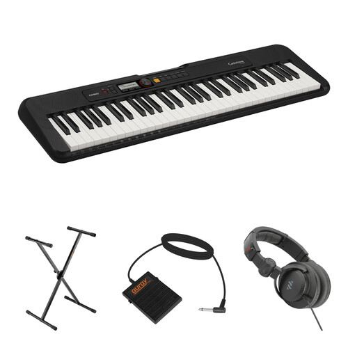 Casio CT-S200 61-Key Portable Keyboard Value Kit with Stand, Pedal, and Headphones (Black)