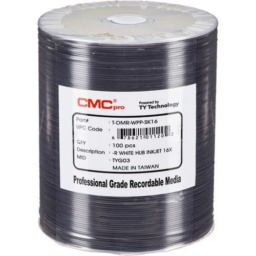 CMC Pro 4.7GB DVD-R 16x White Inkjet Hub Printable TDMR-WPP-SK16