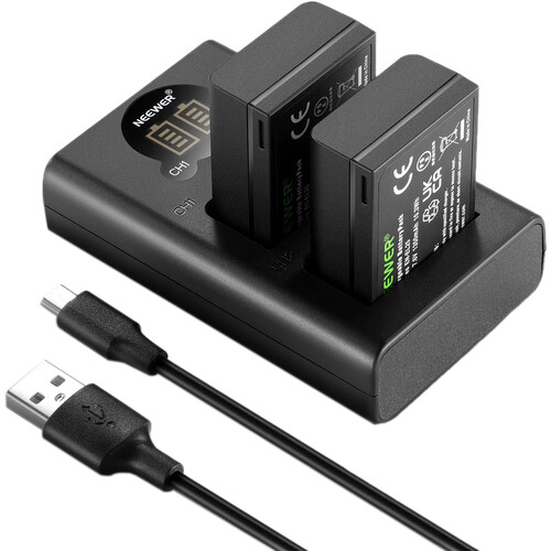 NEEWER EN-EL25c Replacement Battery and USB Charger Set, 2 Pieces 2400