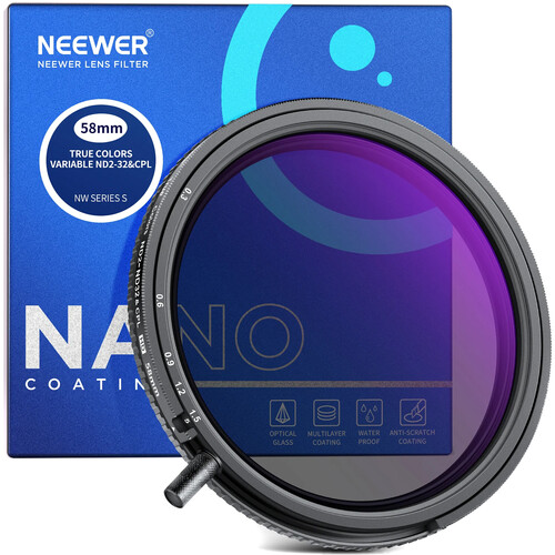 NEEWER 67 mm Variabele ND-filter ND2-ND32 (1-5 stops) verstelbare cameralensfilter met neutrale dichtheid, HD optisch glas/30-laags nano-gecoat/ultradun aluminium frame/waterafstotend/anti-kras