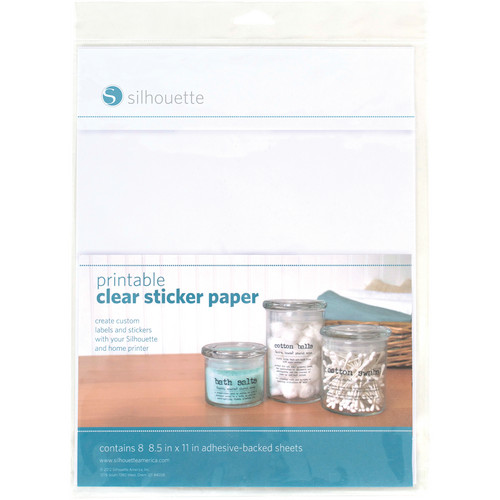 Silhouette Printable Clear Sticker Paper MEDIA-CLR-ADH-3T B&amp;H