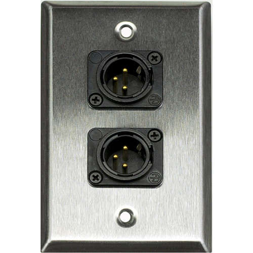 Low Voltage Gang MyCableMart Single Gang Wall Plate - Stainless Steel D- Series/Neutrik Connector Plate Stainless Steel Wall Plate