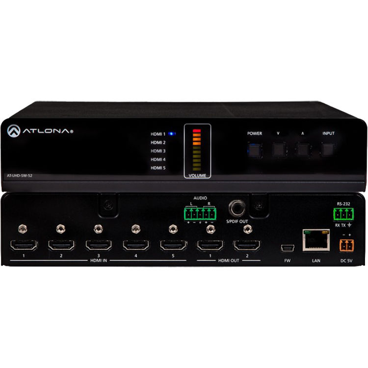 Atlona AT UHD SW 52 4K UHD 5 Input HDMI Switcher AT UHD SW 52