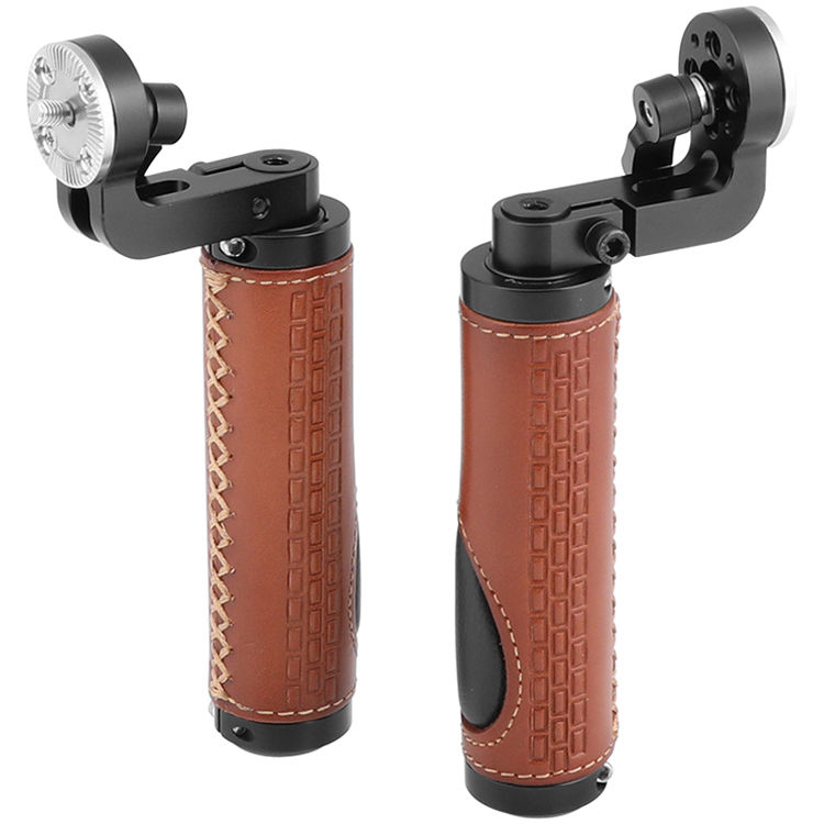 Paire De Poignées Wooden Camera – Rosette Handle – Cuir Marron – Ouvert Jamais Utilisé