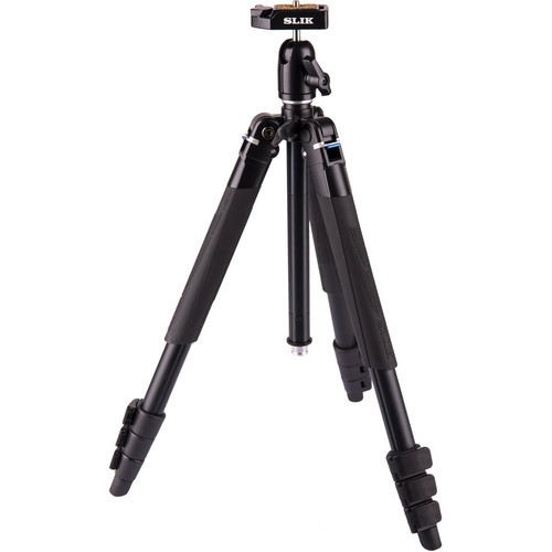 SLIK Sprint 150 Aluminum Tripod With SBH-150DQ Ball Head - Compact & Lightweight For Travel, Max Height 64"